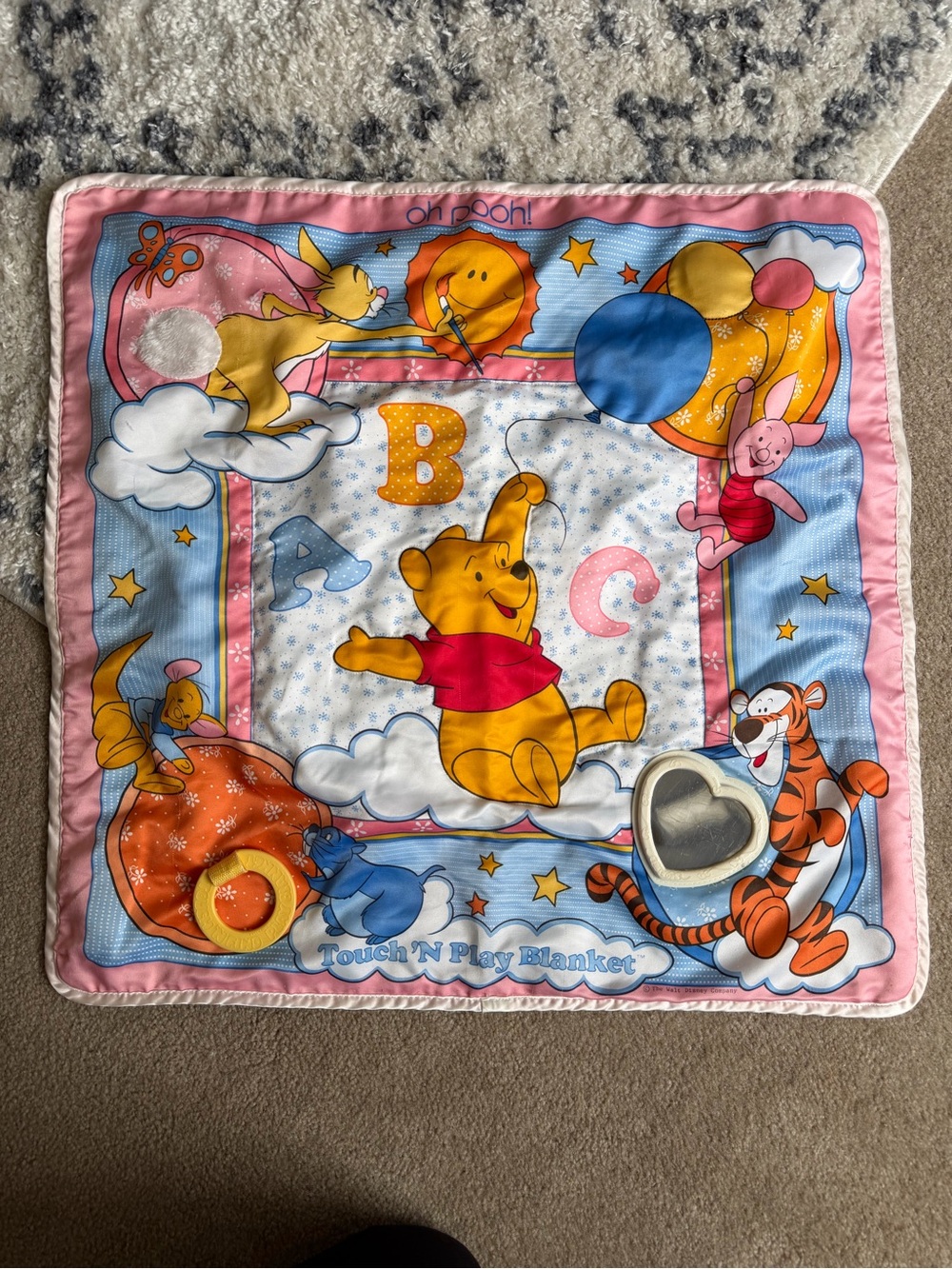 Disney Winnie the Pooh Vintage Touch 'N Play Blanket Mat 80s 90s Baby Toddler